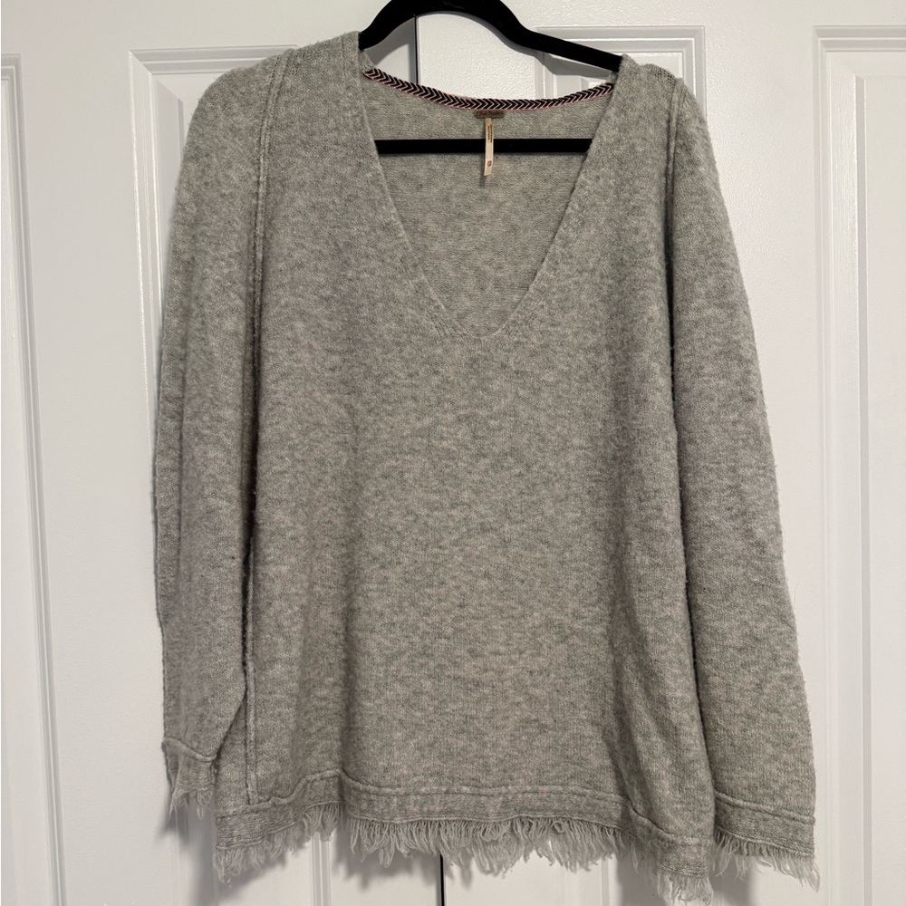 Free People Heather Gray Knit Top